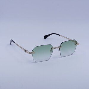 Palm Angels PERI10G QUARTZ 7654 Sunglasses Gold Geometric Frame, Green Lenses